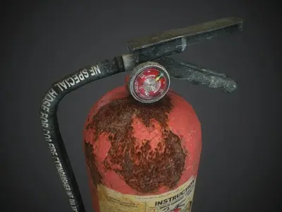 Old Fire Extinguisher Low-poly 3D model get