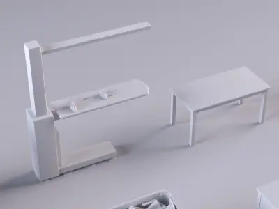 Dry cleaner Industrial store iron public laundry dryer interior 3D model