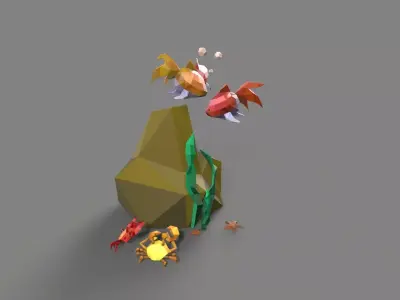 Lowpoly Trees sea Low-poly 3D model
