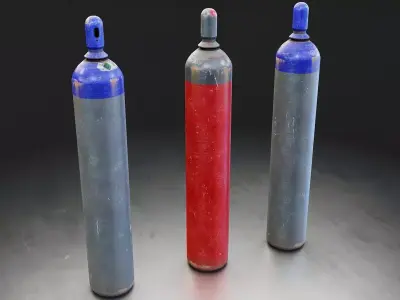 Industrial Gas Cylinder Set Low-poly 3D model