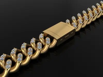 Cuban Diamond Chain Bracelet Necklace Link SIZE 10MM Width 3D print model