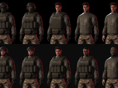 Rapid Fire Military Character - Assault Low-poly 3D model