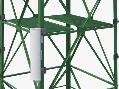 Antenna Tower with Parabolic Units Simplified 3D model