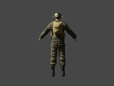WWII British Soldier Low-poly 3D model