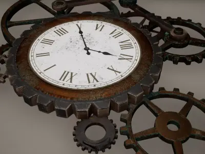 Gear Clock Low poly Game Ready Low-poly 3D model