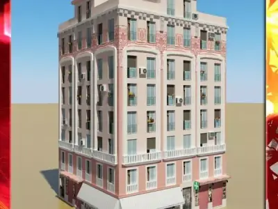 Photorealistic Low Poly Building 3D model 2