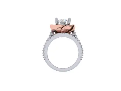 Solitaire Flower Engagement Ring Bridal Set 3D print model