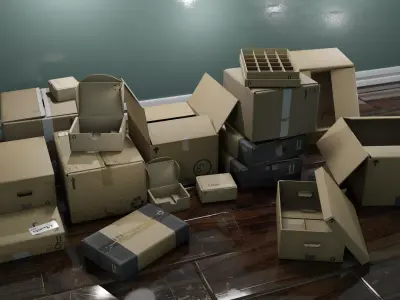 Cardboard Box pack  Low-poly 3D model