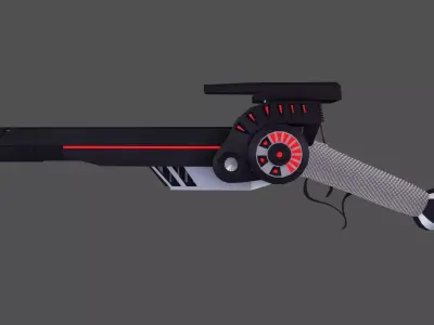 Hi-tech pistol  Low-poly 3D model