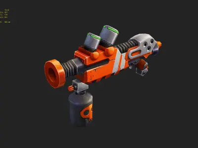 Cute flamethrower painted low model Low-poly 3D model