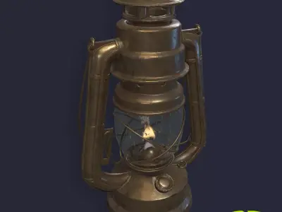Oil Lamp Low-poly 3D model