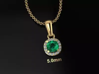 Dainty Diamond Halo Cushion Pendant With Bell 5mm 3D print model