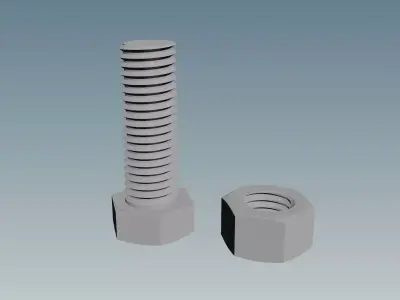 Screw with Nut M12X1-75 Free 3D model