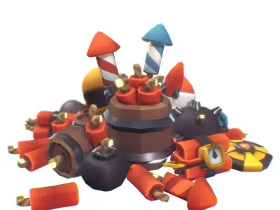 Explosives Set - Proto Series Low-poly 3D model