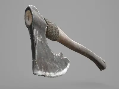 Game Ready Aged Wooden Axe Low-poly 3D model