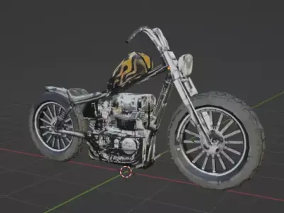 PSX Style Low-Poly Motorbike 3D model