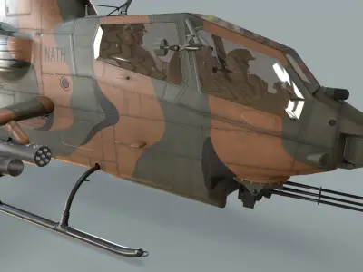 Bell AH-1S Cobra JGSDF Complex Animation Low-poly 3D model