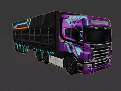 Cyberpunk Futuristic Cargo Truck Low-poly 3D model