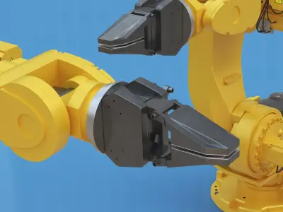 Industrial Robot with Gripper Rigged for Maya 3D model