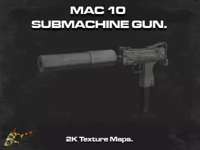 Mac 10 Submachine gun Low-poly 3D model
