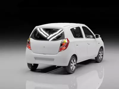 Low Poly Compact Hatchback Car 3D Model Rigged Car Interior  3D model