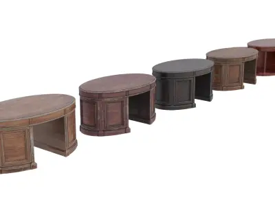 Ornate Wooden Office Desk Low-poly 3D model