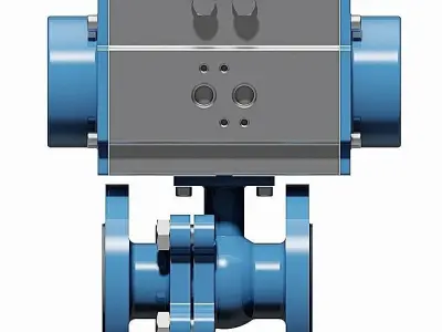 Two Piece Pneumatic Ball Valves - DIN Flanged Ends -  3D model