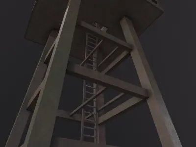 Military Watchtower 3D Model Low-poly 3D model