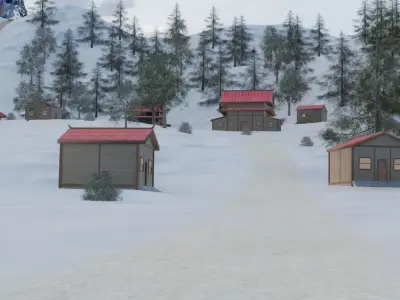 Mountain Village In Winter 3D model purchase