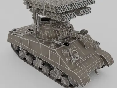 T34 Calliope Rocket Launcher  Low-poly 3D model