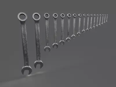 Spanner set of wrenches Low-poly 3D model