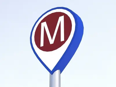 Subway Sign Low-poly 3D model