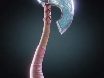 Stylized PBR low poly fantasy Axe  Low-poly 3D model