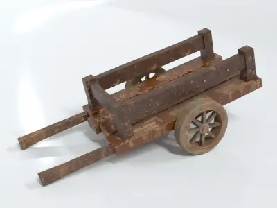 Old Wood Wagon Low-poly 3D model