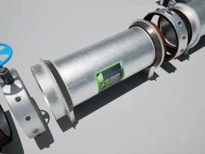 Hydrogen h2 industrial pipe Low-poly 3D model