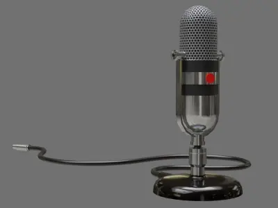 Retro Microphone 1A Low-poly 3D model