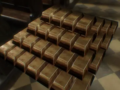Copper bar Low-poly 3D model purchase