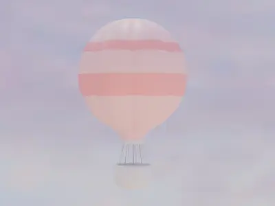 Hot Air Balloon Low-poly 3D model 2