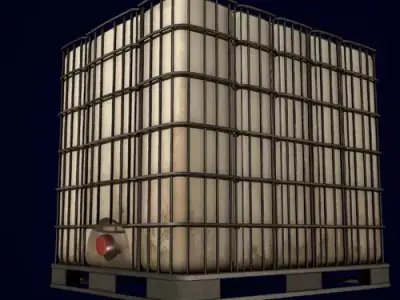 Liquid tank container Water Box Low-poly 3D model
