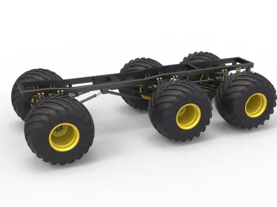 Chassis of 6x6 Monster Truck Version 2 Scale 1 to 25 3D print model