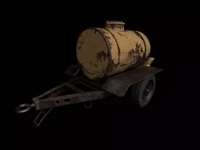 Rusty Old Tanker Trailer - Low Poly Game Ready Low-poly 3D model