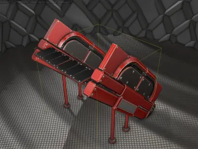 Sci-Fi Stairs - 24 - Red Version  Low-poly 3D model