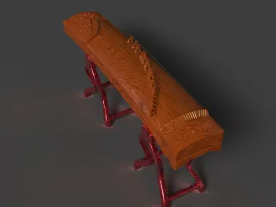 Chinese musical instrument guxheng Low-poly 3D model