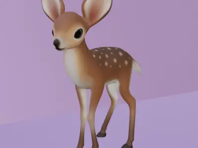 Cute Baby Deer Rigged Low-poly 3D model