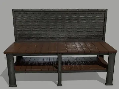 workbench bench made of wood and metal Low-poly 3D model buy