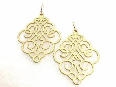 Filigree Earrings gold drop Earrings Metal Filigree Earrings 3D print model