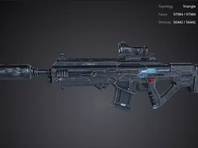 Futuristic Rifle Gun 3D model 3