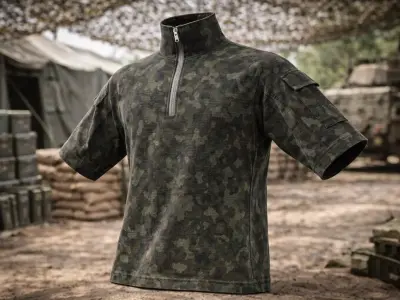 Operator Camo Half Zip Tactical Shirt PBR Game Ready 4K Textures 3D model