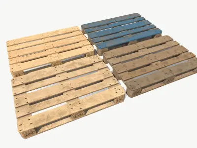 Euro Palette 4 types Low Poly PBR Low-poly 3D model