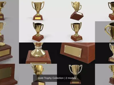 Gold Trophy Collection 3D Model Pack